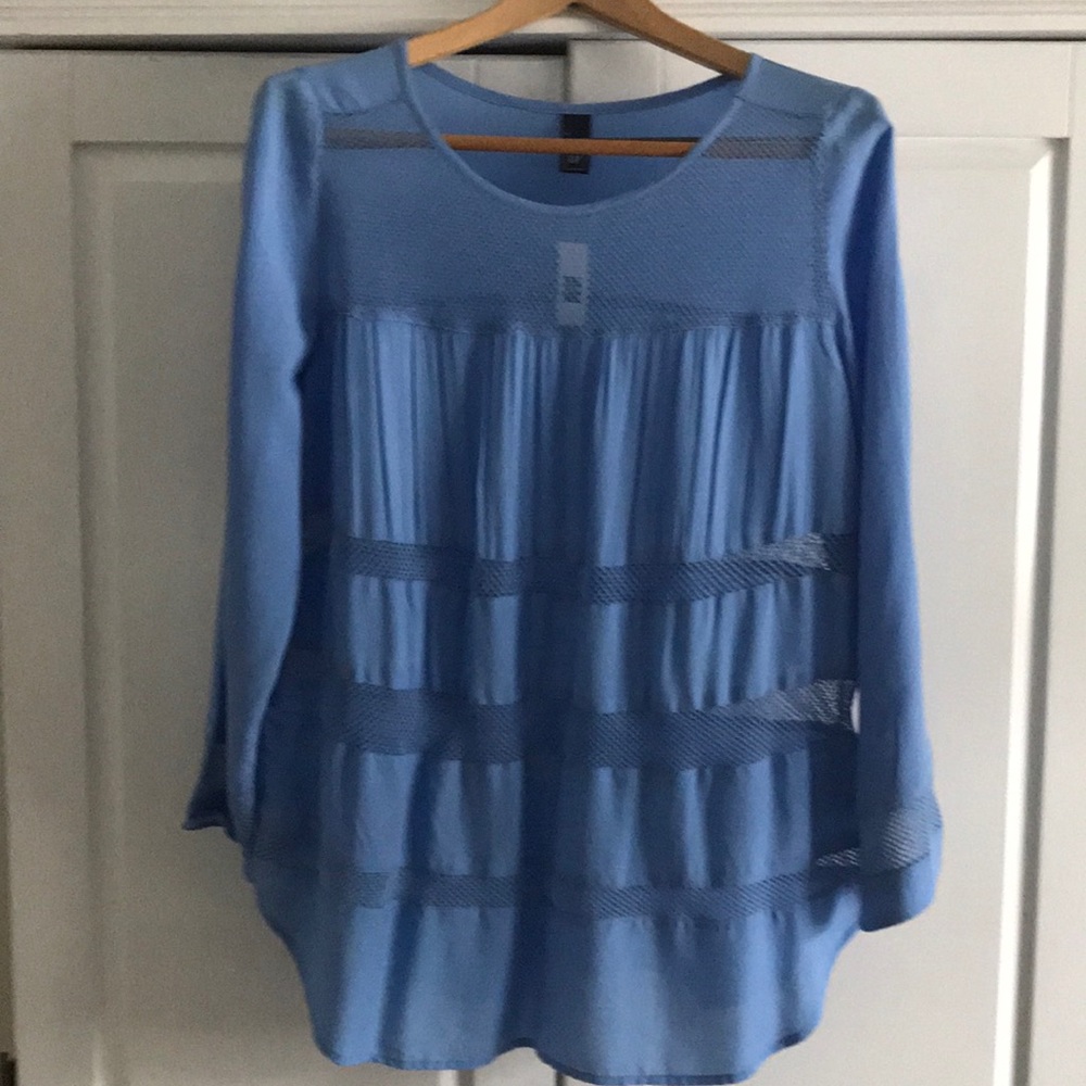 NEW Gap Modal Tiered Mesh Round Neck Tunic Top Size Small Lightweight